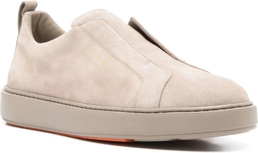 SANTONI Lage Sneakers Heren 21995 Maat: 9 5 Materiaal: Suède Kleur: Taupe