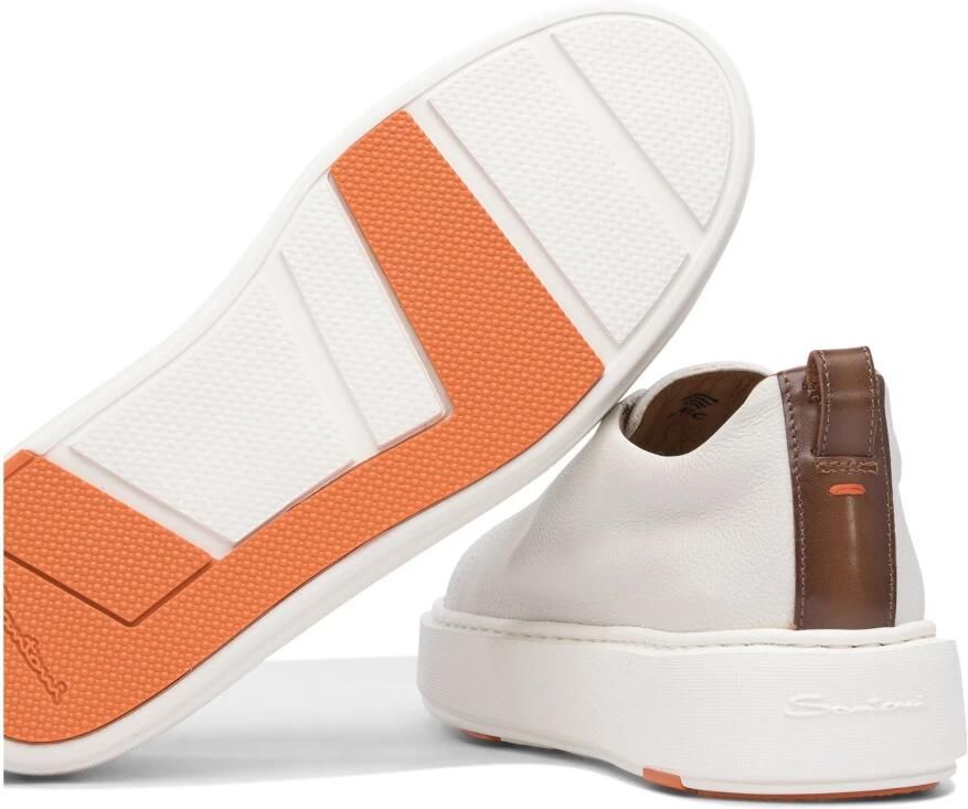 Santoni Low-Top Sneakers White Leather Slip-On Sneakers in wit - Foto 2