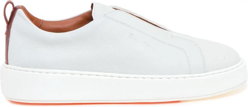 Santoni Tumbled Leather Slip-On Sneaker