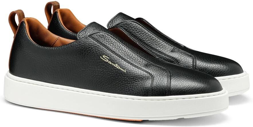 Santoni Tumbled Leather Slip-on Sneaker - Foto 4