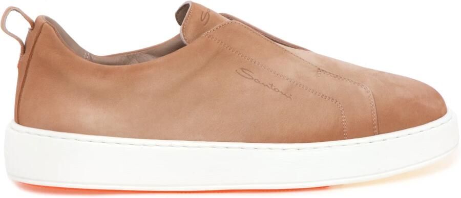 Santoni Beige Slip-On Leren Sneakers Beige Heren - Foto 8