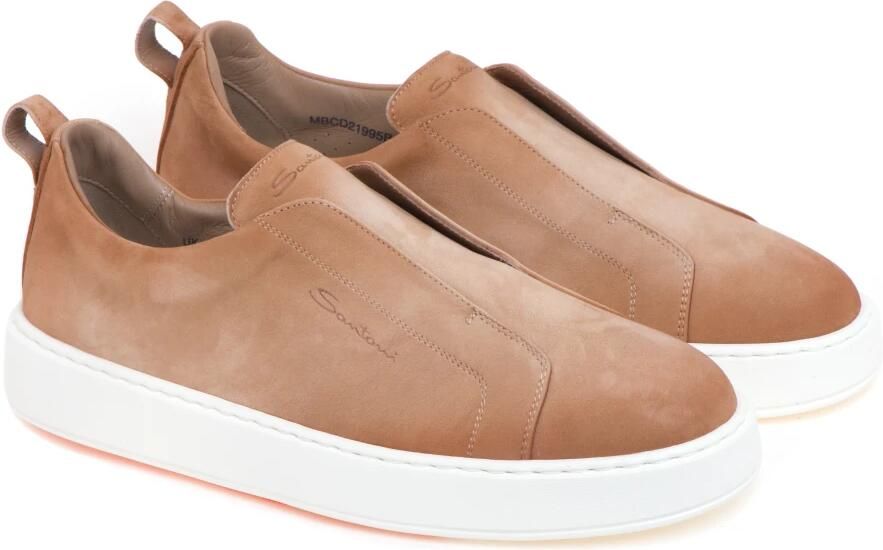 Santoni Beige Slip-On Leren Sneakers Beige Heren - Foto 4
