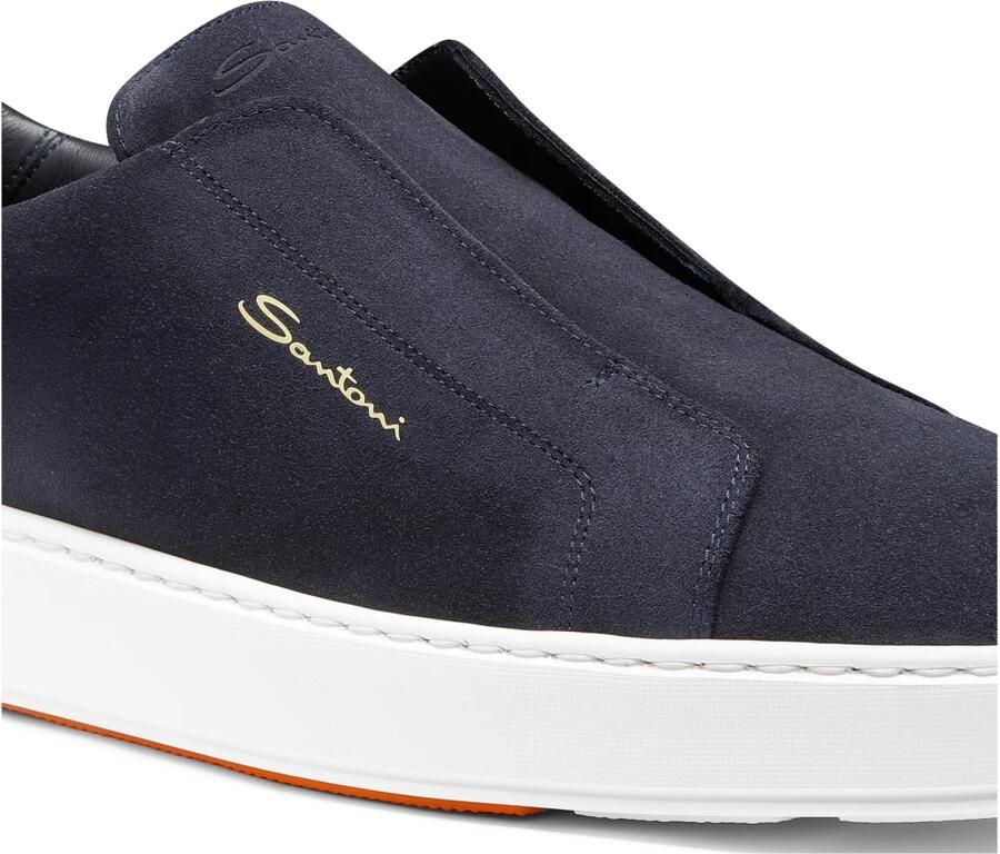 Santoni Blauwe Suède Instap Sneakers