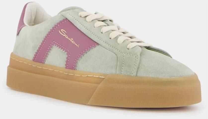 Santoni Vintage Double Buckle Sneakers Groen Paars