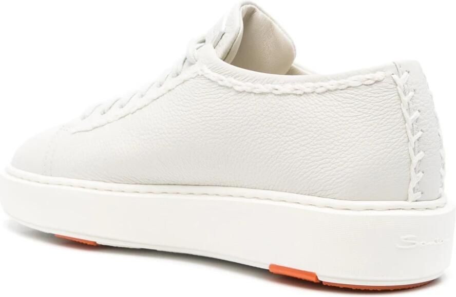 Santoni Low-Top Sneakers White Cow Leather Trainers With Textured Upper in wit - Foto 3