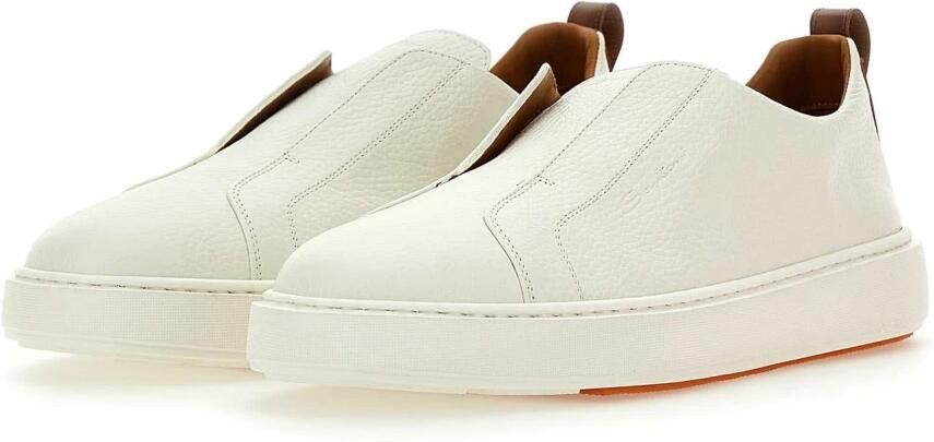 Santoni Witte leren instap sneakers met tan detail