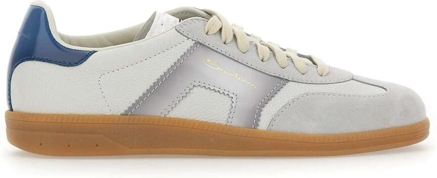 SANTONI Lage Sneakers Heren Dbs Olympic Maat: 10 Materiaal: Suède Kleur: Wit