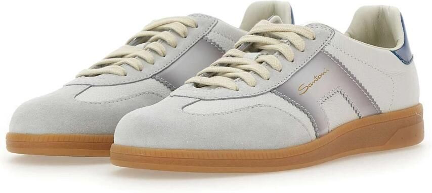 SANTONI Lage Sneakers Heren Dbs Olympic Maat: 10 Materiaal: Suède Kleur: Wit - Foto 3