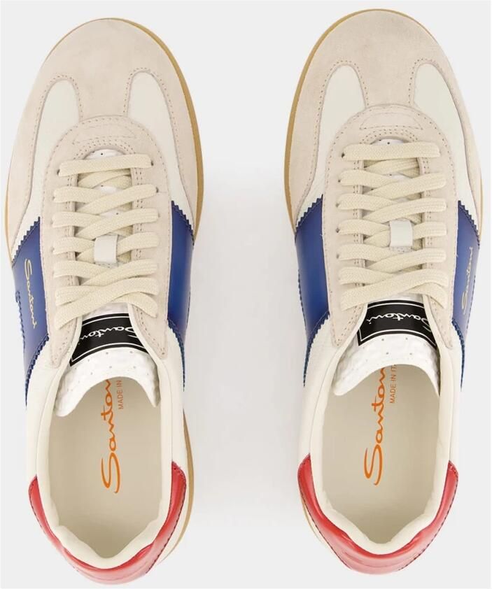 Santoni Witte Leren Suède Oly Sneaker