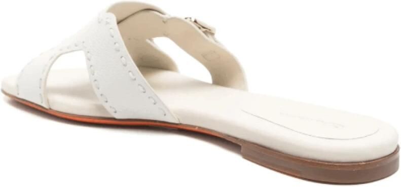 Santoni Witte Platte Sandalen met Gespdetail