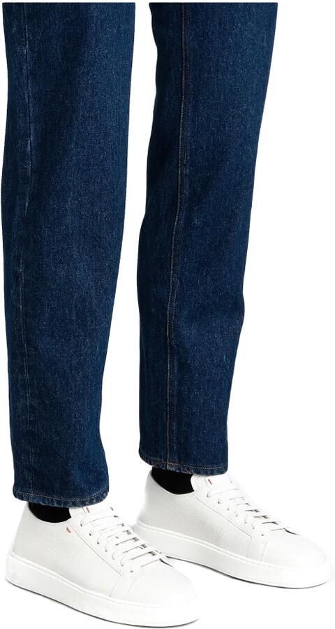 Santoni Witte Sneaker van Getrommeld Leer