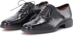 Santoni Leren Oxford Schoenen met Elastische Inzetstukken Black Heren