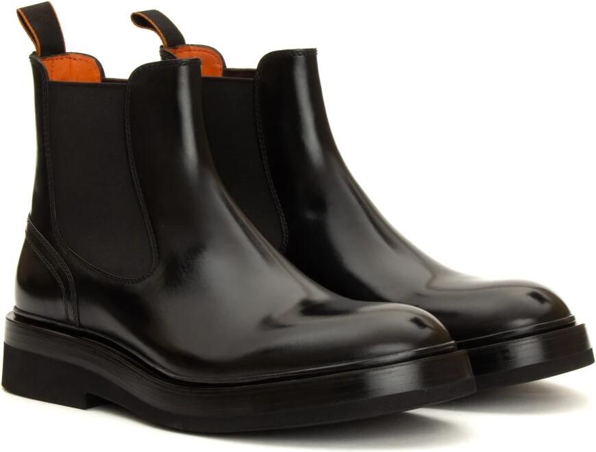 Santoni Zwarte Leren Chelsea Boots