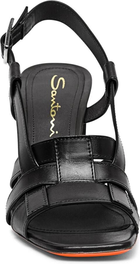 Santoni Zwarte leren hoge hak Beyond sandaal voor dames