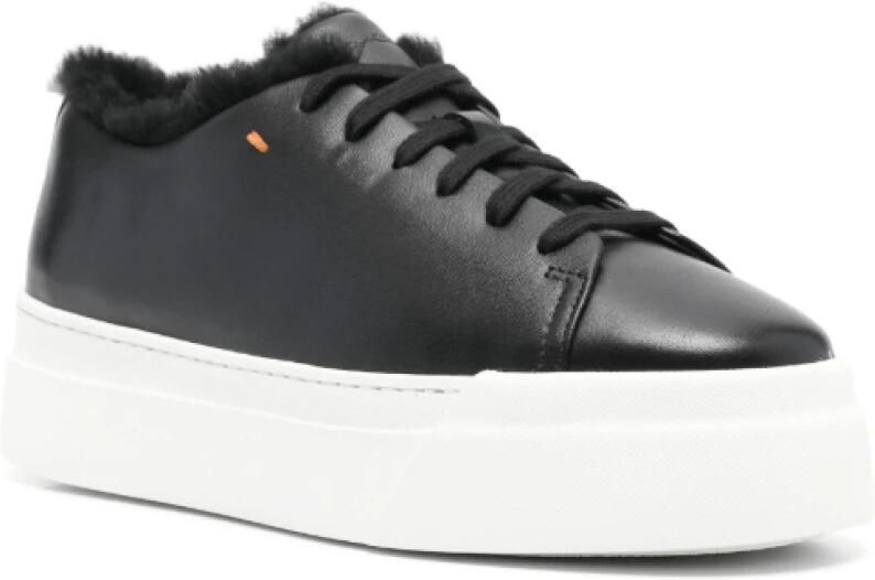 Santoni Zwarte Shearling Flatform Zool Sneakers