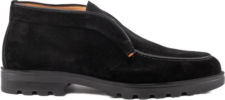 Santoni Zwarte Suède Leren Herenlaarzen