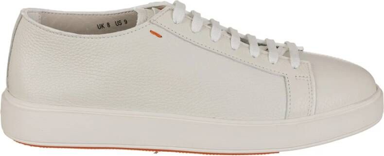 Santoni Leren Sneakers met Korrelstructuur oor Heren White Heren