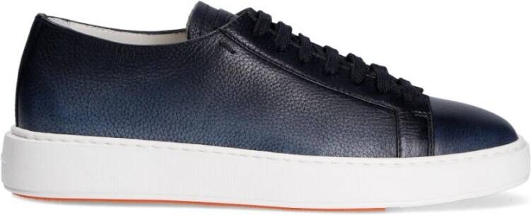 Santoni Sneakers van gestructureerd leer met uitneembare zool Blauw Heren