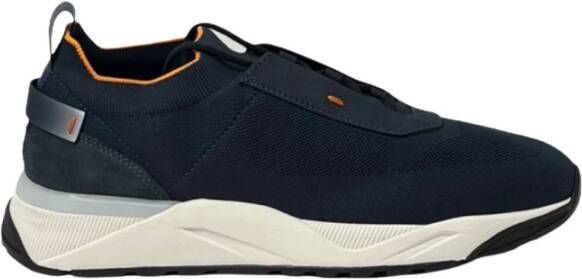 SANTONI Lage Sneakers Heren Flin Maat: 7 Materiaal: Textiel Kleur: Blauw