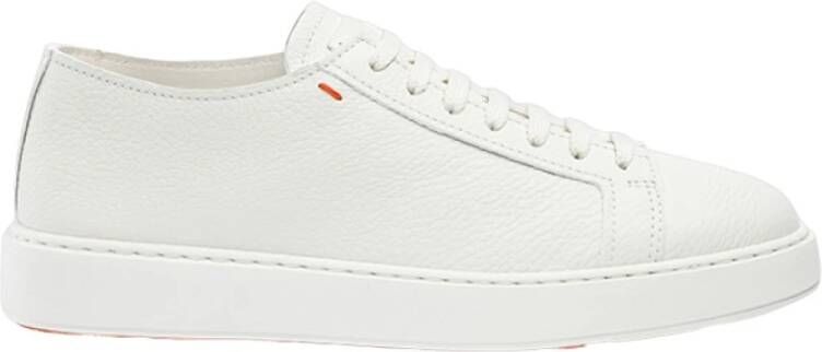 Santoni Leren Sneakers met Korrelstructuur oor Heren White Heren