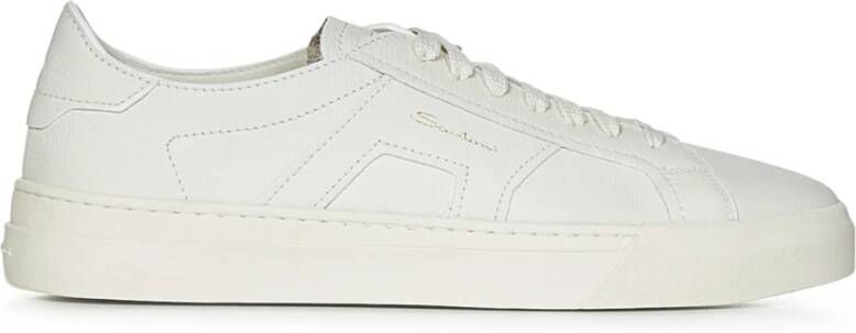 Santoni Witte Leren Sneakers Rubberen Zool White Heren