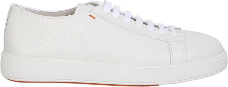 Santoni Leren Sneakers met Korrelstructuur oor Heren White Heren