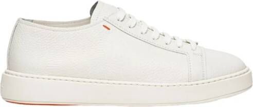 Santoni Leren Sneakers met Korrelstructuur oor Heren White Heren