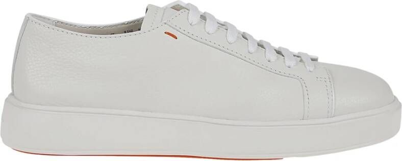 Santoni Leren Sneakers met Korrelstructuur oor Heren White Heren