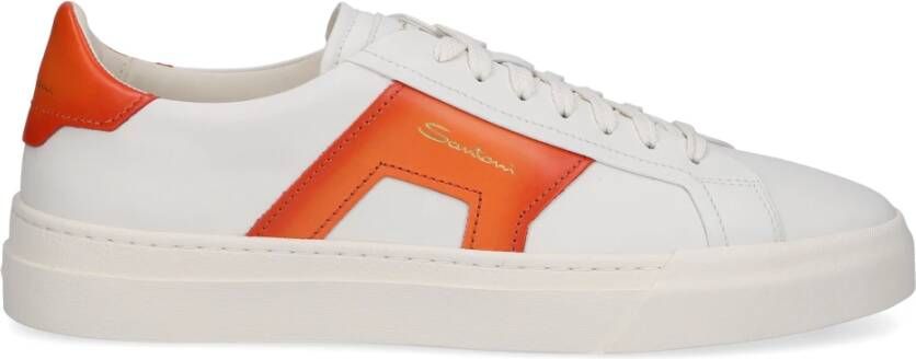 Santoni Lage sneakers met dubbele gesp White Heren