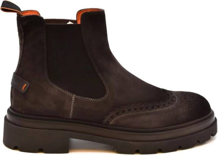 Santoni Stijlvolle Donkerbruine Enkellaarzen Aw22 Brown Heren