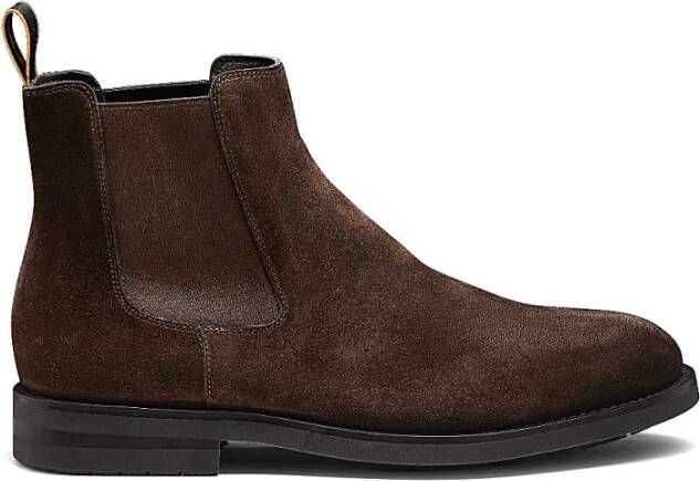 SANTONI Chelsea Boots Heren Sue Chelsea Booty Maat: 12 Materiaal: Suède Kleur: Bruin