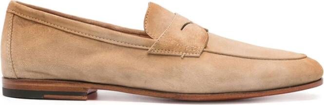 SANTONI Instappers Heren Carlos Maat: 10 5 Materiaal: Suède Kleur: Beige