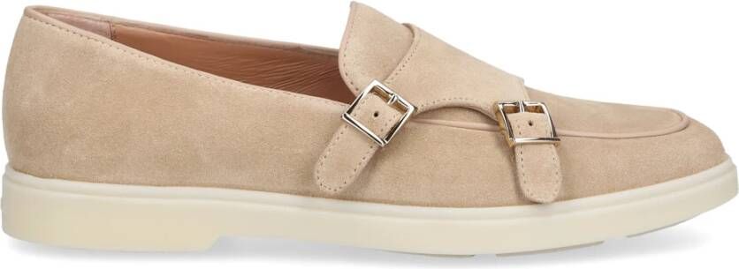 Santoni Stijlvolle Monk Schoenen 59194 Veloursleder Beige Dames