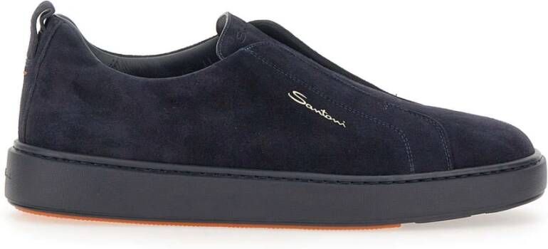 SANTONI Lage Sneakers Heren 21995 Maat: 7 5 Materiaal: Suède Kleur: Blauw