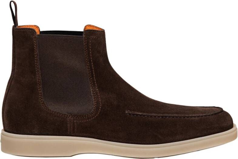 Santoni Stijlvolle Suede Chelsea Enkellaarzen Bruin Heren