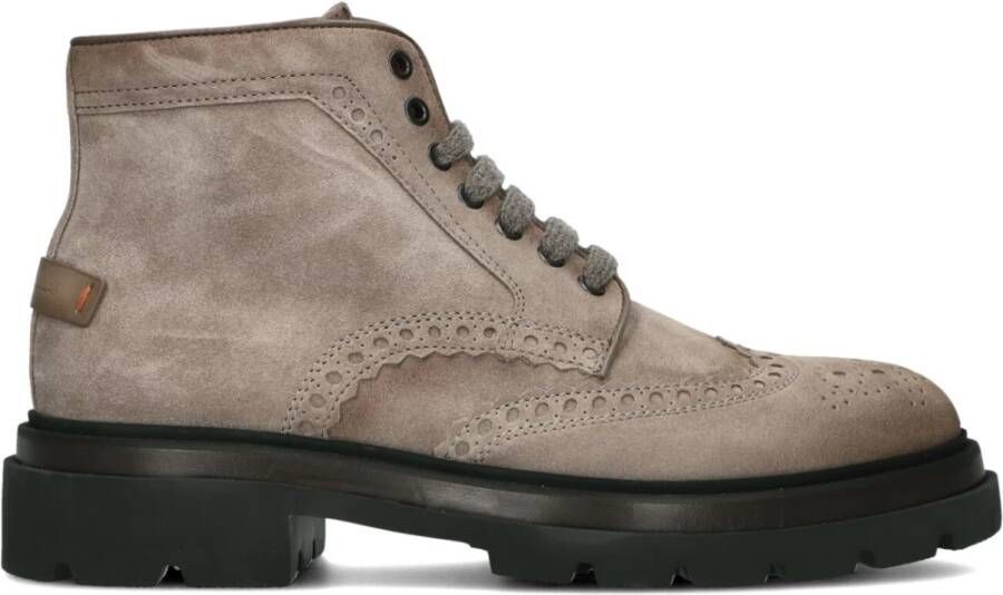 Santoni Suède Brogue Enkellaarzen Beige Heren