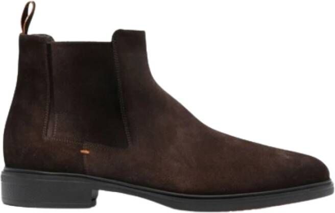 SANTONI Chelsea Boots Heren Sue Chelsea Booty Maat: 7 Materiaal: Suède Kleur: Bruin