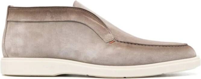 Santoni Suede Desert Boots Leren Zakelijke Schoenen Beige Heren