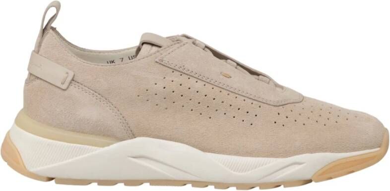 Santoni Suede Innova Sneakers met Gel Zool Beige Heren