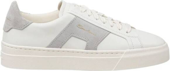 Santoni Suede Inzet Sneakers Italiaans Handgemaakt White Dames