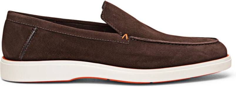 Santoni Suede Loafer Brown Heren