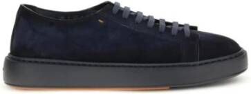 Santoni Suède Low-Top Sneakers met Leren Accenten