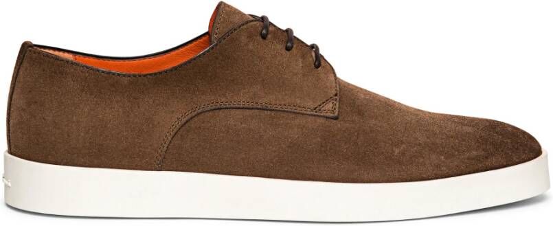 Santoni Suede Oxford Schoen Brown Heren