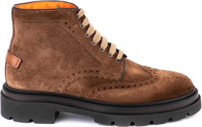 Santoni Suède Veterschoenen Brown Heren