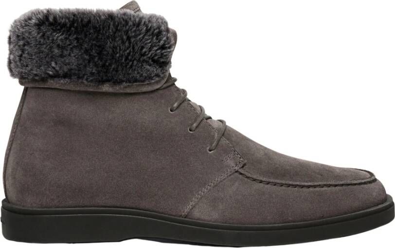 Santoni Suède veterschoenen met bont Grijs Heren