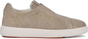 Santoni Taupe Leren Sneakers Upgrade Jouw Stijl Beige Heren