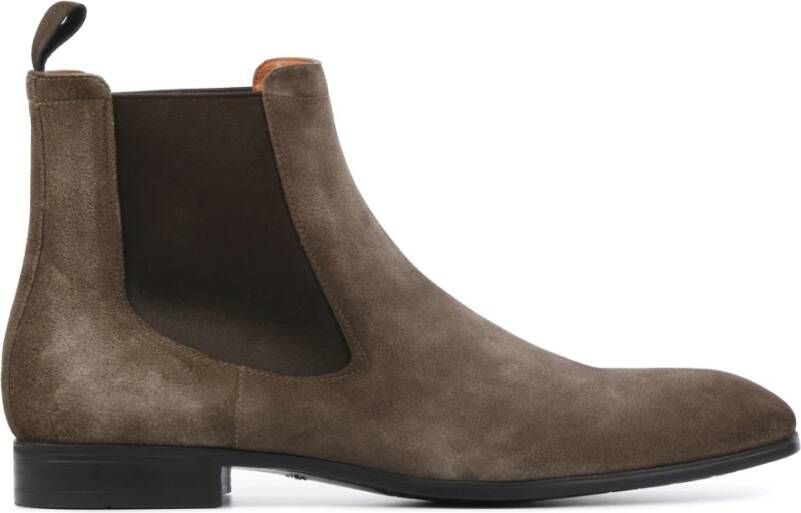 Santoni Taupe Suede Chelsea Boots Model 13414 Beige Heren