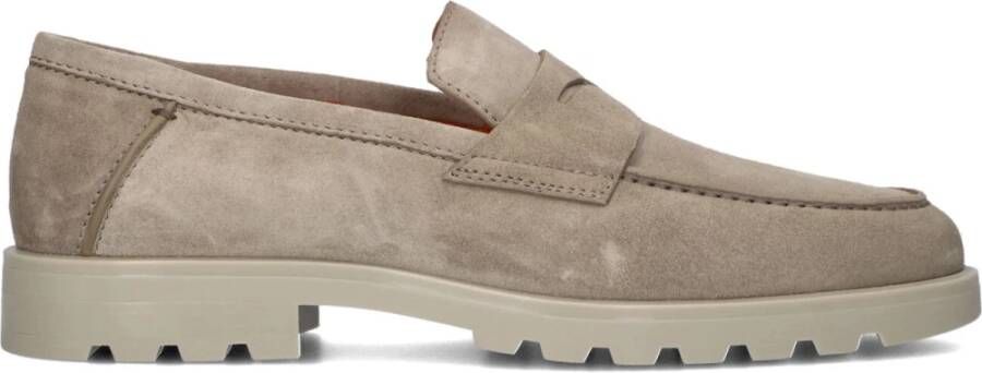 SANTONI Loafers Heren Sue Penny Loafer Gz Maat: 10 Materiaal: Suède Kleur: Taupe