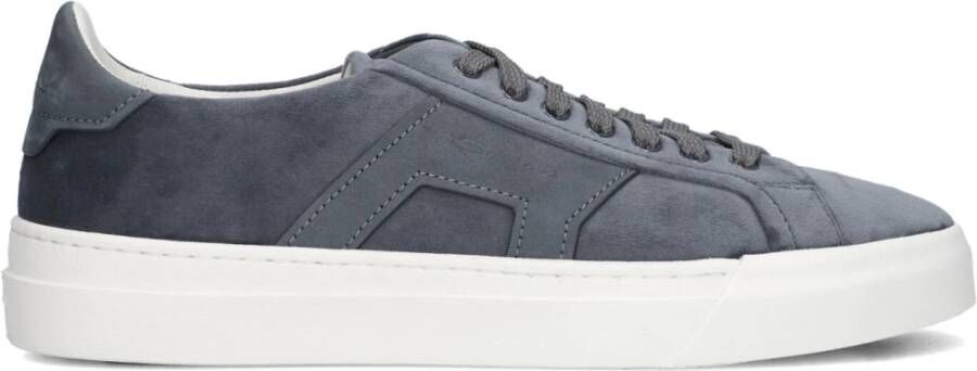 SANTONI Lage Sneakers Heren Velvet Sneaker Maat: 44 Materiaal: Velvet Kleur: Blauw