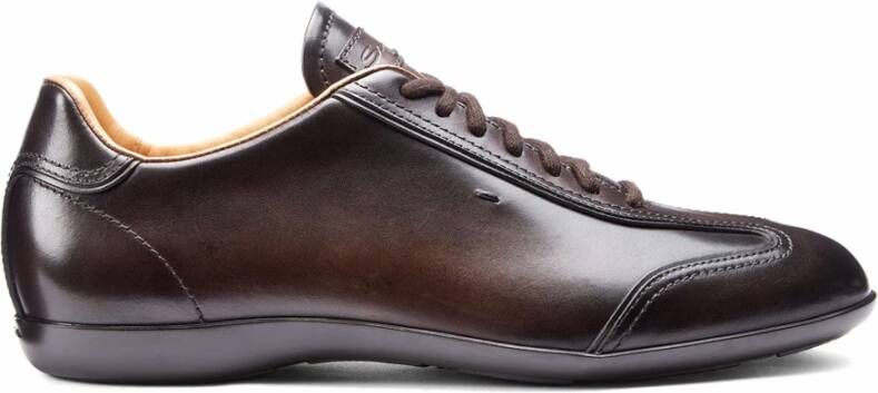 Santoni Met de Hand Gestikte Leren Sneakers voor Heren Brown Heren